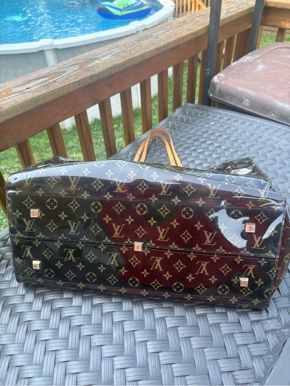 Louis Vuitton Monogram Clear Cabas GM Tote with Brown Trim - Picture 8 of 16